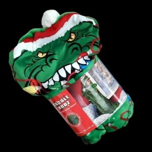 Dinosaur Christmas Hooded Blanket 40" X 47.5" Cuddle Budz